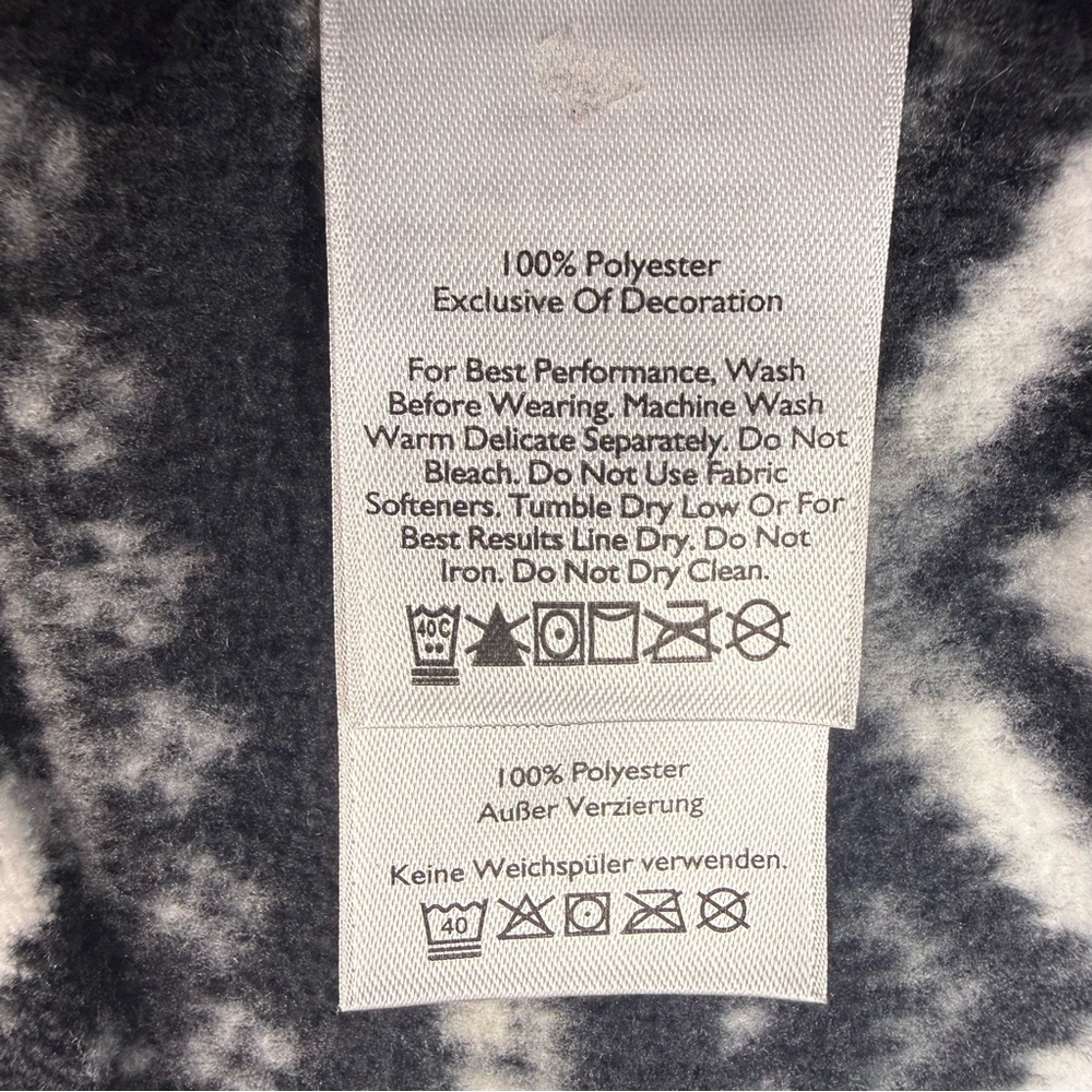Eddie Bauer Large Fair Isle Fleece Pullover Quest Black White 1/4 Zip Cabin Warm - Picture 7 of 11